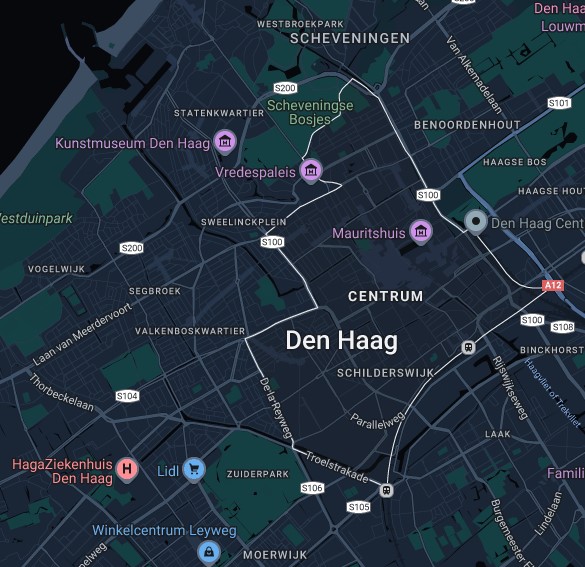 Kaart van Den Haag Centrum op Google Maps